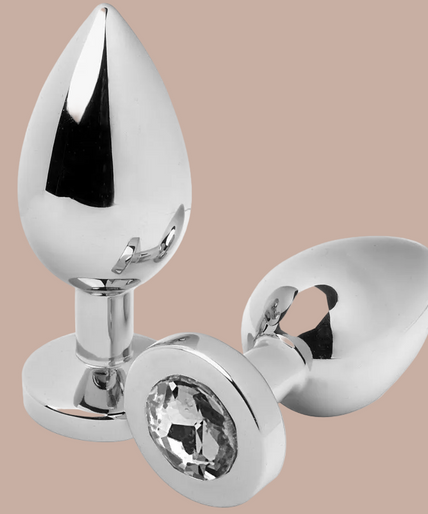 Metal Hard – Anale Plug Diamant Transparant Klein 5,71 cm – Roestvrij Staal