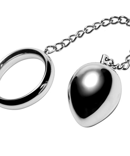 Metal Hard Cock Ring 40mm with Chain & Metal Ball – Stainless Steel