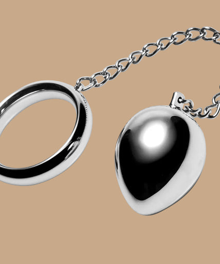Metal Hard Cock Ring 50mm with Chain & Metal Ball – Stainless Steel