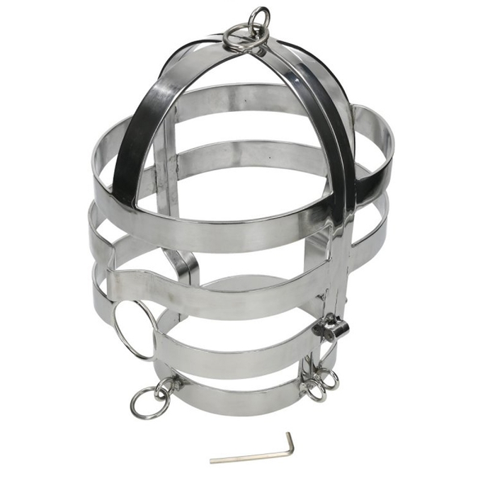 Metalen hard BDSM-masker met stalen ketting