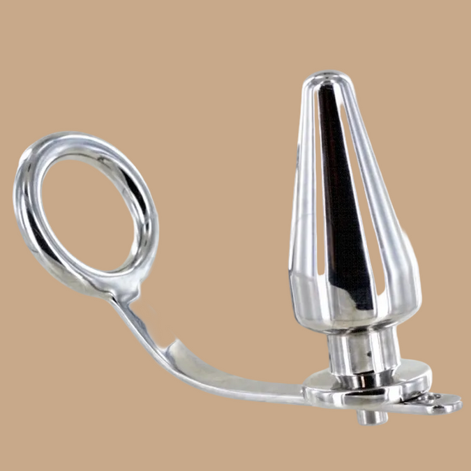 Metal Hard Steel Ring with Anal Plug – 45 x 50mm