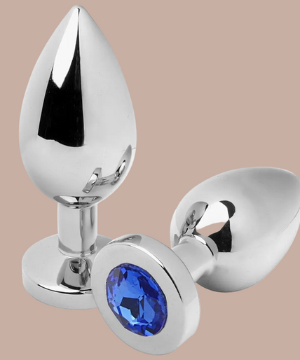Metal Hard – Anale Plug Diamond Blauw Klein 5,71 cm – Roestvrij Staal