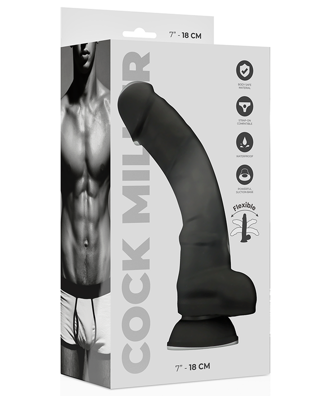 COCK MILLER - DILDO REALISTISCHE SILICONE DICHTHEID ARTICULEERBAAR ZWART 18 CM