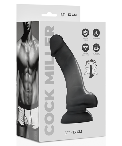 COCK MILLER - SILICONE DENSITY COCKSIL ARTICULABLE BLACK 13 CM