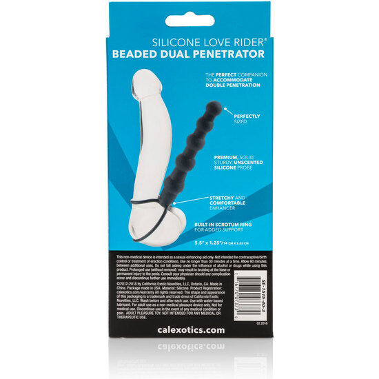 Calexotics – Zwarte dubbele penetrator met kralen
