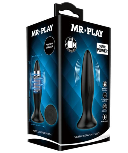 MR PLAY - RECHARGEABLE BLACK VIBRATOR ANAL PLUG