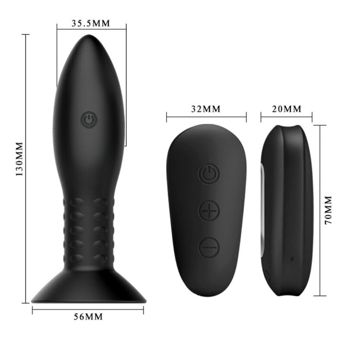 MR PLAY - PLUG MET ZWARTE ROterende BALLEN AFSTANDSBEDIENING
