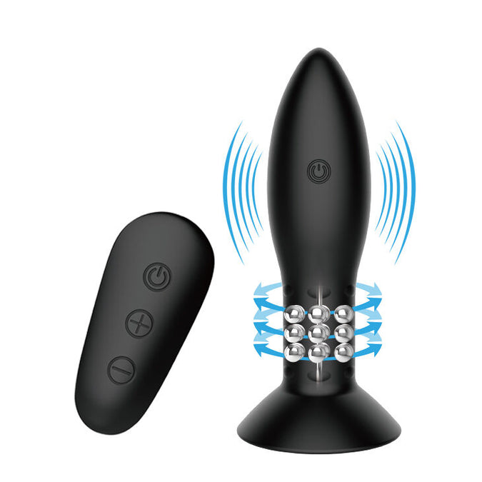 MR PLAY - PLUG MET ZWARTE ROterende BALLEN AFSTANDSBEDIENING
