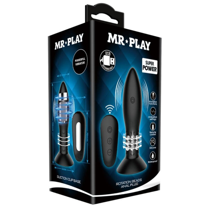 MR PLAY - PLUG MET ZWARTE ROterende BALLEN AFSTANDSBEDIENING