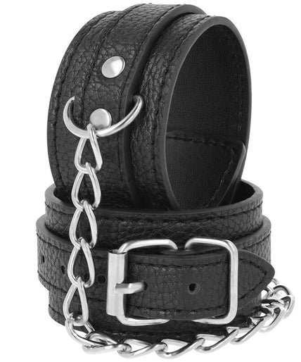 DARKNESS - BLACK TEXTURED LEATHER HANDCUFFS