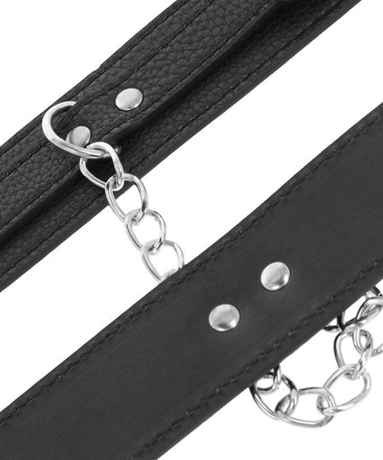 DARKNESS - BLACK TEXTURED LEATHER HANDCUFFS