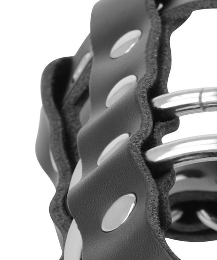 DARKNESS - LEATHER CHASTITY CAGE WITH LOCK