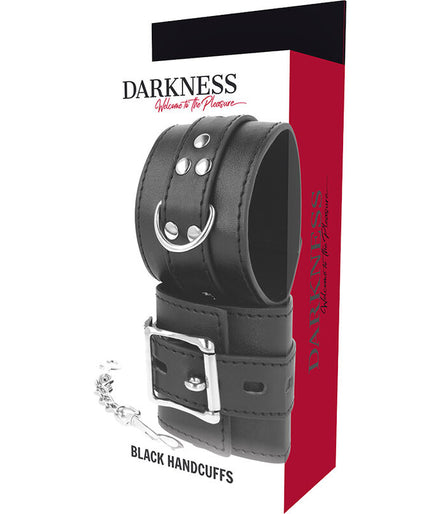 DARKNESS - BLACK LEATHER HANDCUFFS