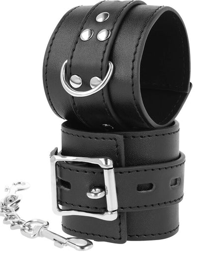 DARKNESS - BLACK LEATHER HANDCUFFS