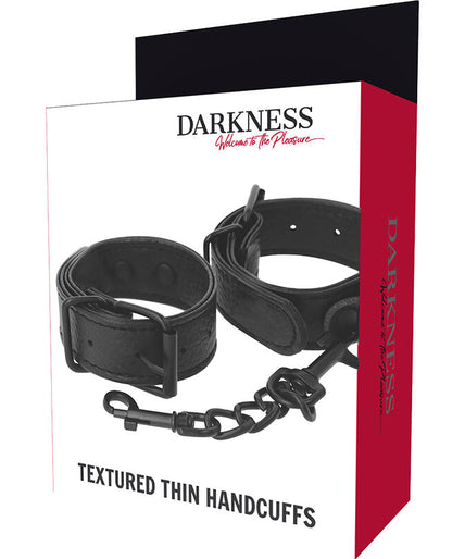DARKNESS - WIDE THIN TEXTURED HANDCUFFS