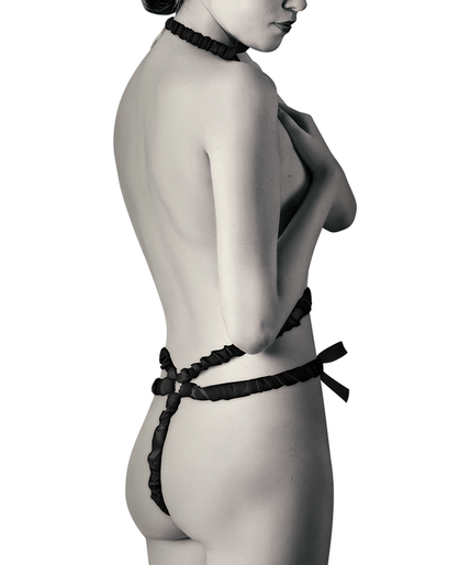 COQUETTE CHIC DESIRE - ELASTISCHE HARNASSET EN NIPPLE COVERS ZWART