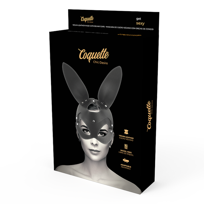 COQUETTE CHIC DESIRE - VEGAN LEREN MASKER MET KONIJNENOREN