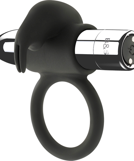 Zwart en zilver – Burton oplaadbare ring met 10 vibratiestanden