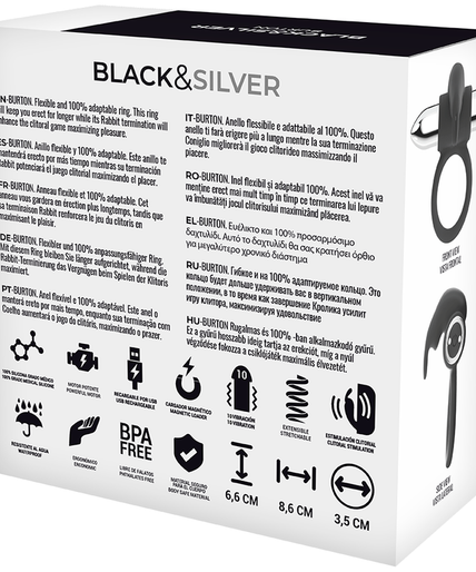 Black&silver – Burton Rechargeable Ring 10 Vibration Modes