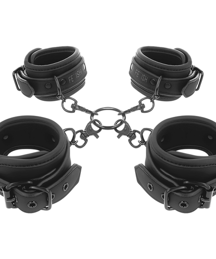 FETISH SUBMISSIVE - SET OF HAND AND ANKLE HANDCUFFS WITH NOPRENE LINING