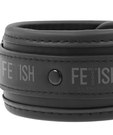 Fetish Submissive – Vegan Leather Necklace and Handcuffs with Noprene Lining