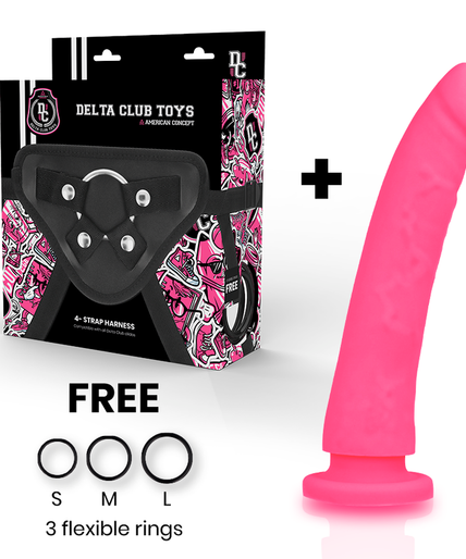 DELTA CLUB - TUIGJE VOOR SPEELGOED + ROZE SILICONEN DONG 20 CM -O- 4 CM