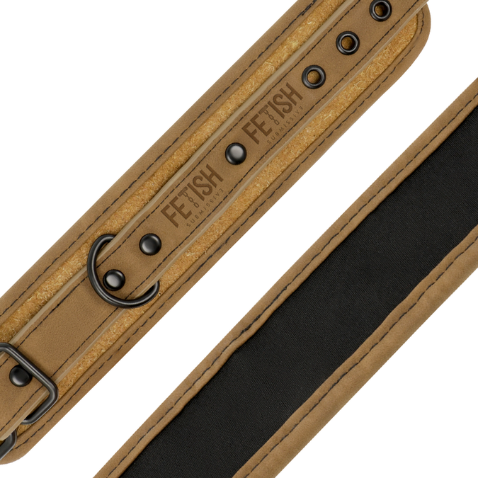 Fetish Submissive Origen – Vegan leren handboeien met neopreen voering
