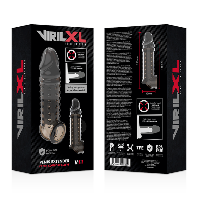 VIRILXL - PENISVERLENGSTUK EN SHEATH V11 ZWART