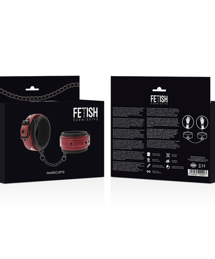 FETISH SUBMISSIVE DARK ROOM - VEGAN LEATHER HANDCUFFS WITH NEOPRENE LINING
