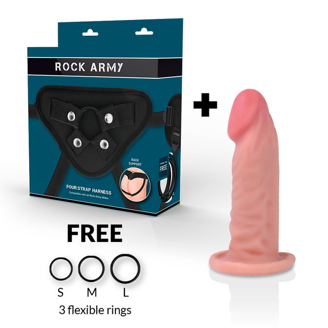 ROCKARMY - HARNAS + DUAL DENSITY TIJGER REALISTISCHE DILDO 14 CM -O- 4,46 CM
