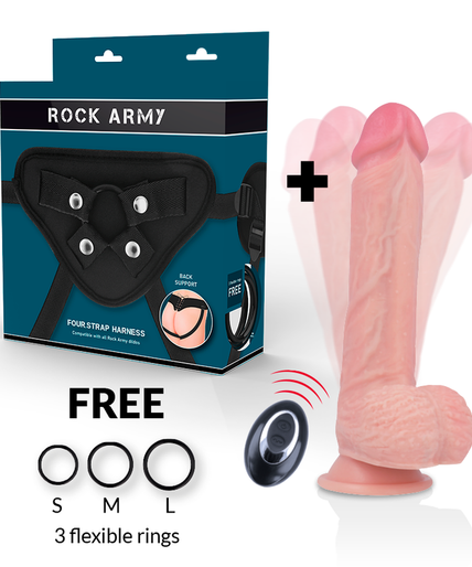 ROCKARMY - HARNESS + LIQUID SILICONE VIBRATOR PREMIUM APACHE REMOTE CONTROL 20.5 CM -O- 4.62 CM