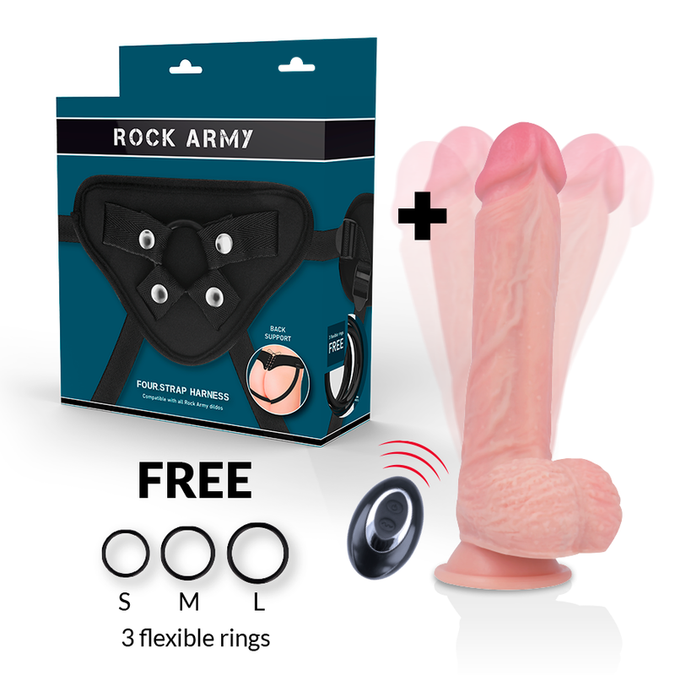 ROCKARMY - HARNAS + VLOEIBARE SILICONEN VIBRATOR PREMIUM APACHE AFSTANDSBEDIENING 20,5 CM -O- 4,62 CM