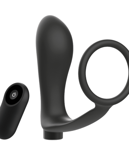 ADDICTED TOYS - PENIS RING WITH REMOTE CONTROL ANAL PLUG BLACK RECHARGEABLE