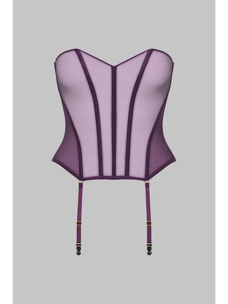 Maison Close L'Amoureuse Corset with Suspenders Purple Orchid - Pleasurements
