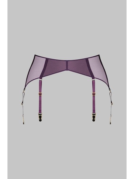 Maison Close L'Amoureuse Garter Belt Purple Orchid | French Luxury Lingerie | Pleasurements Maison Close L'Amoureuse Garter Belt Purple Orchid | French Luxury Lingerie | Pleasurements