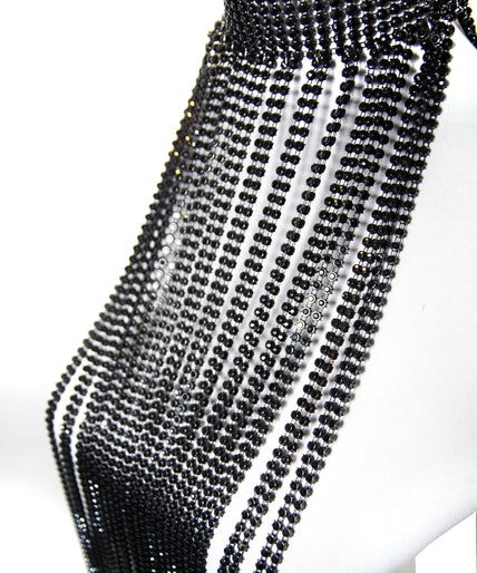 Mondin Black Crystal Fringes – Exclusive Breast Jewelry