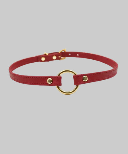 Liebe Seele Heron Leather Mini O Ring Collar – Red