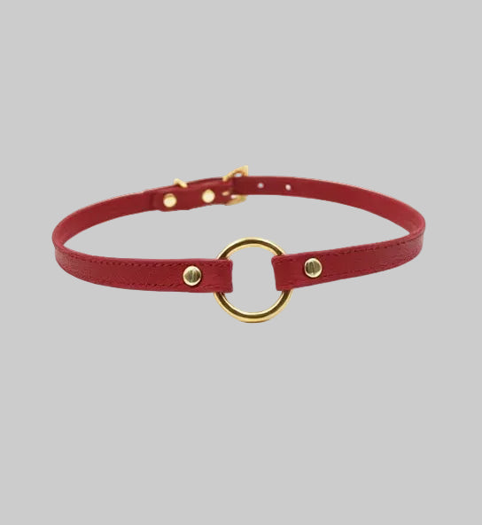 Liebe Seele Heron Leather Mini O Ring Collar – Red