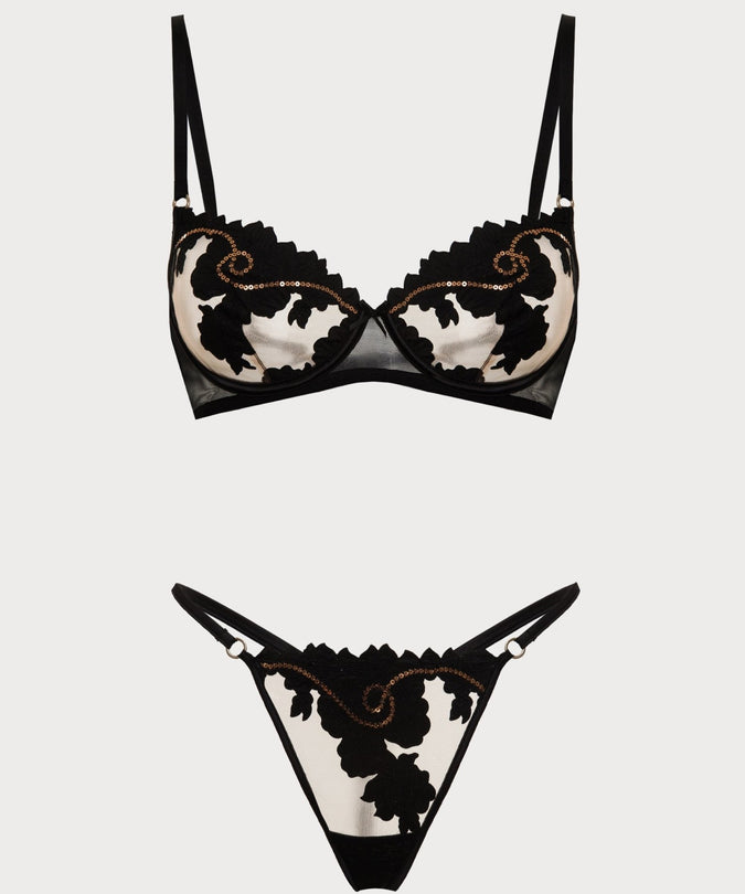 Shikkosa Misthys Underwire bra in Black & Gold - Pleasurements
