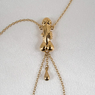 Sylvie Monthulé Breast Necklace Penis Sculpture Design Gold - Pleasurements