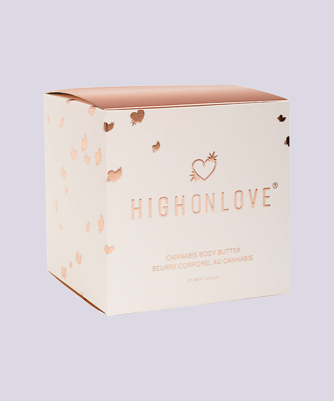 Image Packshot Pleasurements High on Love Cannabis Body Butter Packaging