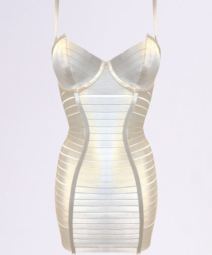 Pleasurements Bordelle Adjustable Angela Mesh Dress in ivory