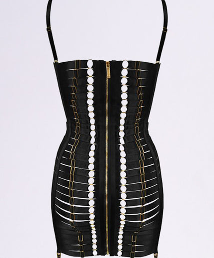 Pleasurements Bordelle Adjustable Bondage Angela Dress Jet Black
