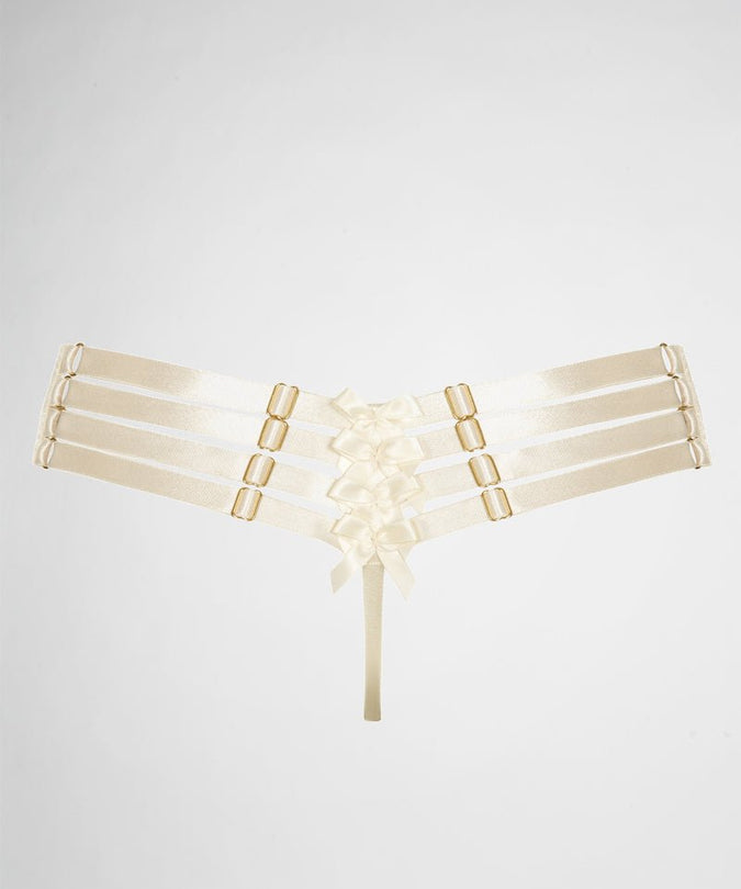 Bordelle Adjustable Webbed Thong Ivory - Pleasurements
