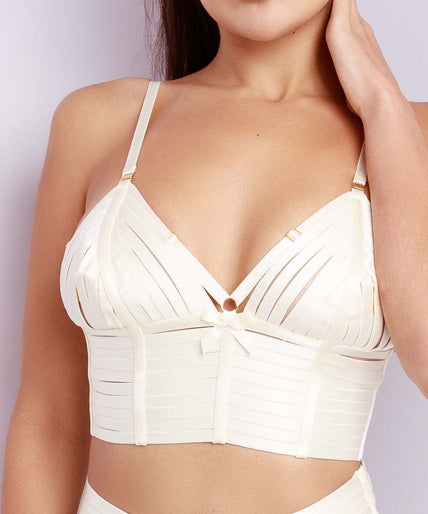 Bordelle Bondage Belle Longline Bralette Ivory - Pleasurements
