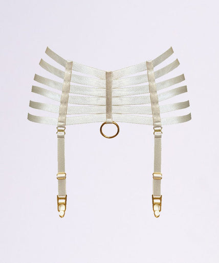 Bordelle Bondage Webbed Suspender Ivory - Pleasurements