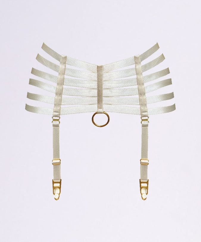 Bordelle Bondage Webbed Suspender Ivory - Pleasurements