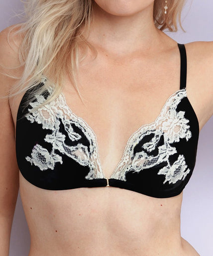 Marjolaine Triangle Bra Black & Ivory - Pleasurements