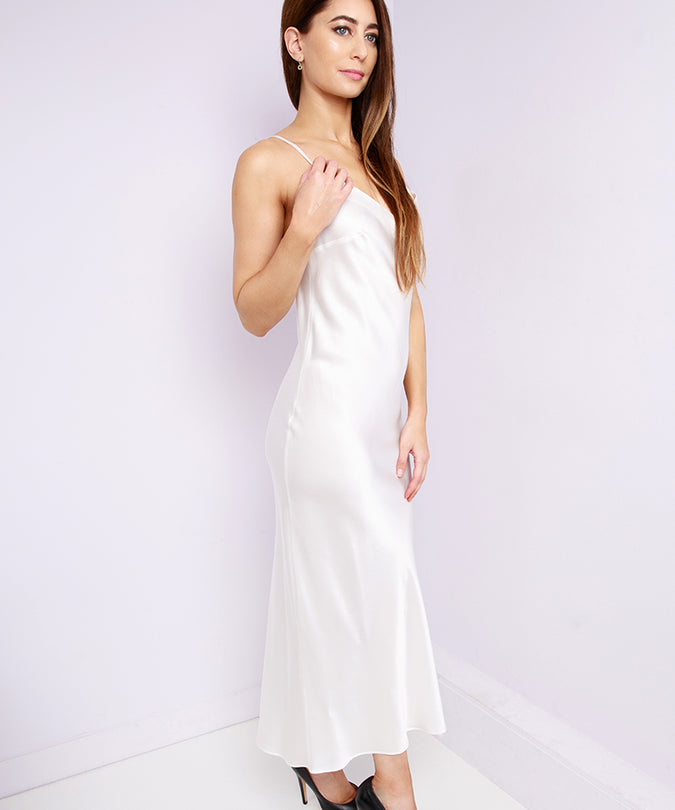 Side Marjolaine Odana Maxi Silk Slipdress in ivory