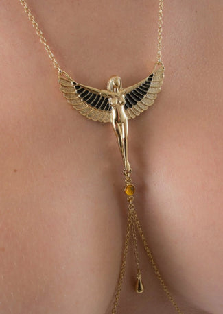 Sylvie Monthulé Breasts Necklace The Breath of Isis Design Gold - Pleasurements